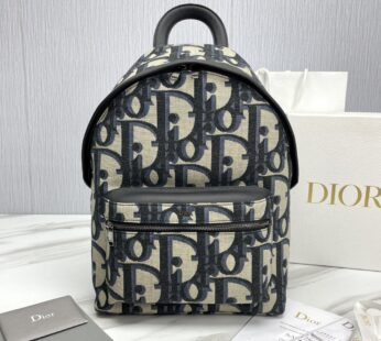 Rider Backpack Beige and Black Maxi Dior Oblique Jacquard