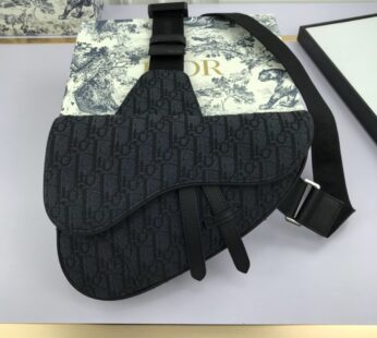 Saddle Bag Black Dior Oblique Jacquard