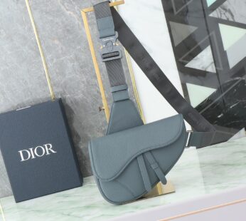 Saddle Bag Dior Gray Grained Calfskin