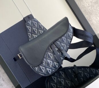 Saddle Bag Navy Blue CD Diamond Canvas Black