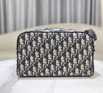 Dior Toiletry Bag Beige and Black Dior Oblique Jacquard