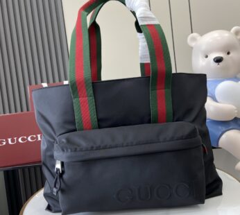 Large Tote Bag with Gucci Logo Black Nylon