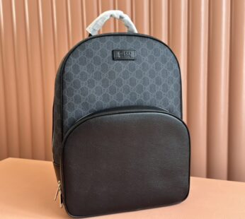 Medium GG Backpack With Tag Black GG Supreme Canvas