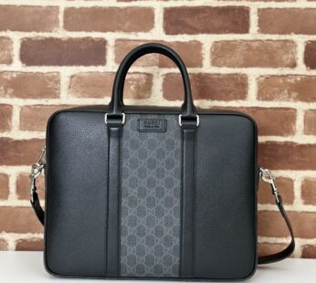 Medium GG Briefcase With Tag Black Leather