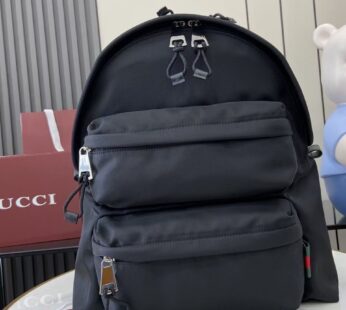 Medium backpack with Gucci logo Black Nylon