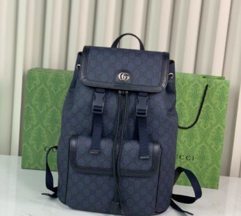 Ophidia Large Backpack Blue GG Supreme Canvas