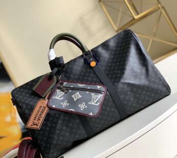 Louis Vuitton Monogram Eclipse Patchwork Keepall Bandouliere 50 Bag