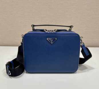 Medium Prada Brique Saffiano Leather Bag Bluette