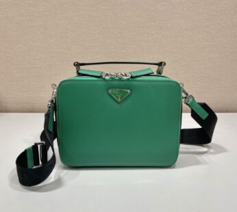 Medium Prada Brique Saffiano Leather Bag Green