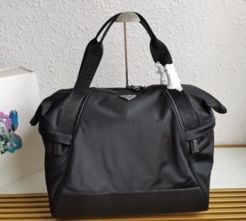 Re-Nylon And Leather Duffel Bag Black