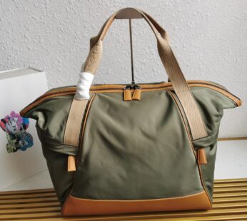 Re-Nylon And Leather Duffel Bag Military/Caramel