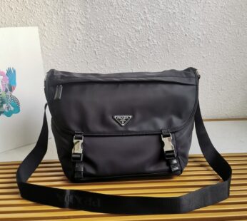 Re-Nylon And Leather Shoulder Bag Black