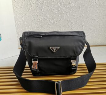 Re-Nylon And Leather Shoulder Bag Black