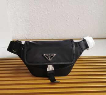 Re-Nylon And Leather Shoulder Bag Black