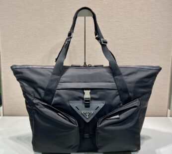 Re-Nylon And Leather Travel Bag Black