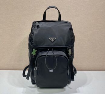 Re-Nylon And Saffiano Leather Backpack Black