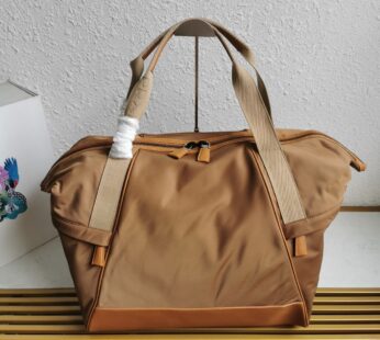 Re-Nylon And Leather Duffel Bag Cork Beige