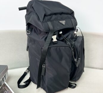 Re-Nylon and Saffiano Leather Backpack Black