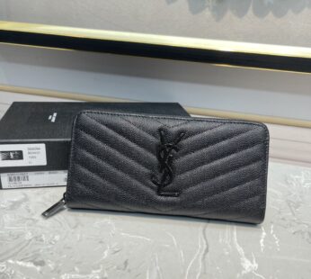 Cassandre Matelassé Zip Around Wallet In Grain De Poudre Leather