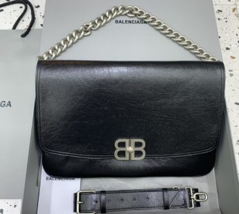 Bb Soft Large Flap Bag In Black