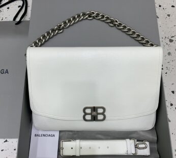 Bb Soft Large Flap Bag In Optic White