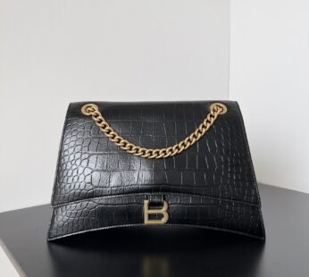 Crush Medium Chain Bag Crocodile Embossed In Black