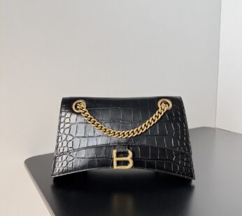 Crush Small Chain Bag Crocodile Embossed In Black