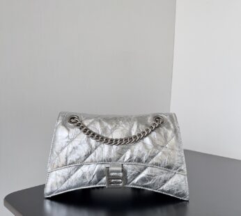 Crush Small Chain Bag Metallized Quilted In Silver