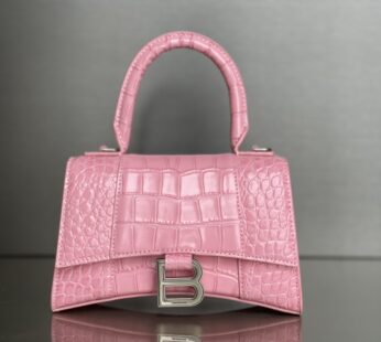 Hourglass Xs Handbag Crocodile Embossed In Pink