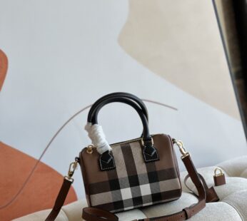 Mini Check Bowling Bag Dark Birch Brown