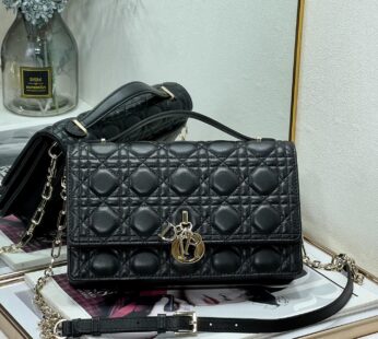 Dioramour My Dior Top Handle Bag Black Cannage Calfskin