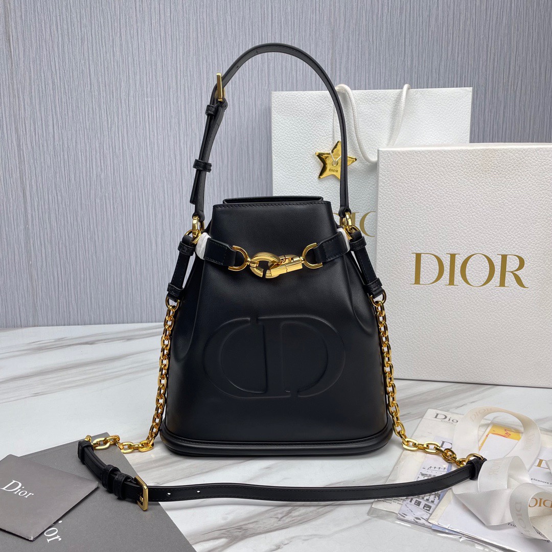 Medium C’est Dior Bag Black CD-Embossed Calfskin