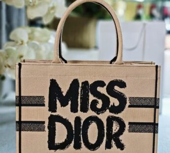 Medium Dior Book Tote Beige and Black Miss Dior Graffiti Embroidery