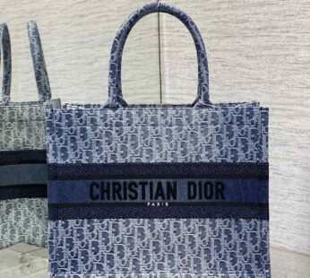 Medium Dior Book Tote Blue Denim Dior Oblique Jacquard