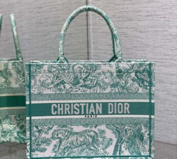 Medium Dioriviera Dior Book Tote Aquamarina Toile de Jouy Embroidery