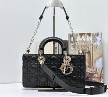 Medium Lady D-Joy Bag Black Cannage Lambskin