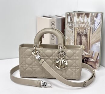 Medium Lady D-Joy Bag Powder Beige Cannage Lambskin