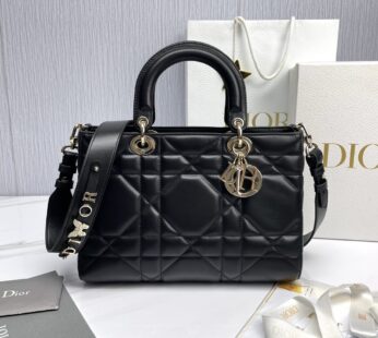 Medium Lady D-Sire My ABCDior Bag Black Maxicannage Calfskin