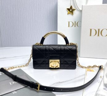 Mini Dior Ange Bag Black Macrocannage Lambskin