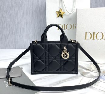 Mini Dior Book Tote Black Macrocannage Calfskin