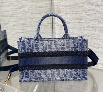 Mini Dior Book Tote Blue Denim Dior Oblique Jacquard