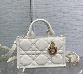 Mini Dior Book Tote Latte Macrocannage Calfskin