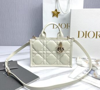 Mini Dior Book Tote Latte Macrocannage Calfskin