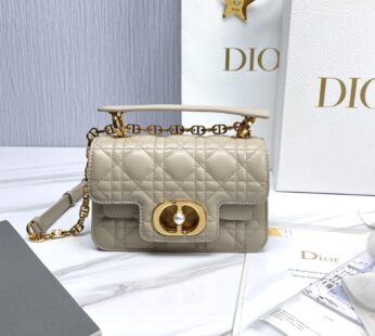 Mini Dior Jolie Top Handle Bag Powder Beige Cannage Calfskin