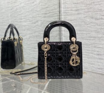 Mini Lady Dior Bag Black Patent Cannage Calfskin