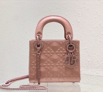 Mini Lady Dior Bag Pink Cannage Calfskin with Diamond Motif