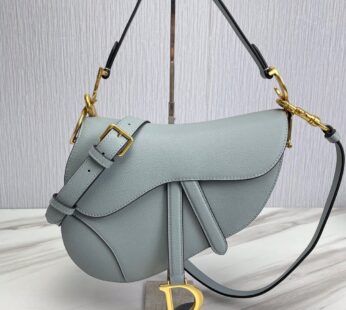 Saddle Bag with Strap Placid Blue Grained Calfskin