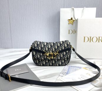 Small CD Besace Bag Blue Dior Oblique Jacquard