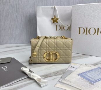 Small Dior Caro Bag Beige Supple Cannage Calfskin