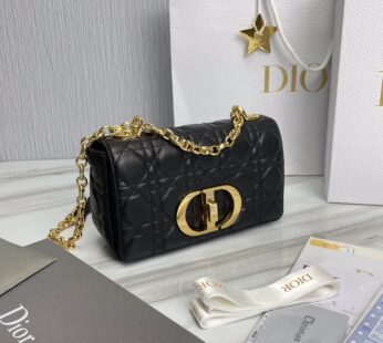 Small Dior Caro Bag Black Supple Cannage Calfskin